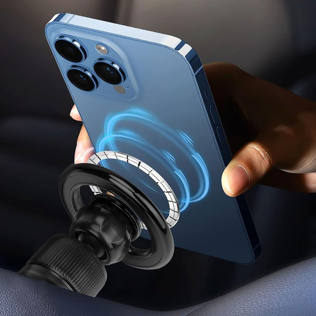 Magnetic car phone holder for car, car, window, cockpit, dashboard, phone, Mag Safe Alogy, Black
