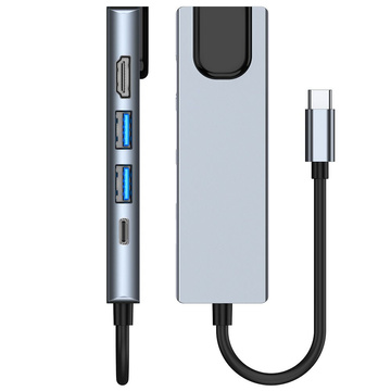 Хаб-адаптер USB V3-HUB 5w1 USB-C сірий