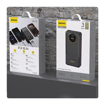 Powerbank Dudao K12Pro 20000mAh 22.5W USB-C USB-A Czarny