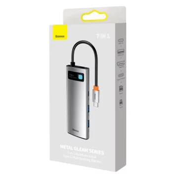 Baseus Metal Gleam Series multifunktionaler USB HUB 7in1 Typ C HDMI TF PD Kartenleser grau (WKWG020113)