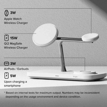 Зарядний пристрій Ringke Qi2 MagSafe 3-в-1 для iPhone, Apple Watch, AirPods