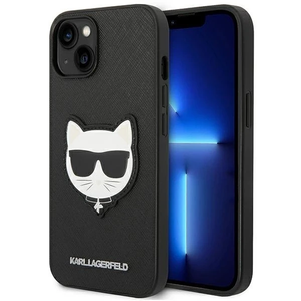 Etui Karl Lagerfeld KLHCP14MSAPCHK pro iPhone 14 Plus 6,7" pevné pouzdro Saffiano Choupette Head Patch