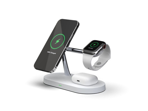 Індукційний зарядний пристрій Qi MagSafe 3in1 для iPhone / AirPods / Watch White