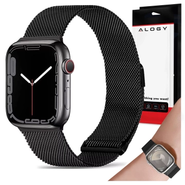 Náramek s alogickým ocelovým řemínkem pro Apple Watch 42/44/45/49 mm z nerezové oceli černý