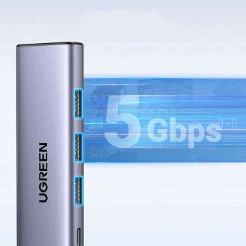 HUB Ugreen CM511 5w1 USB-C PD HDMI 3x USB-A 3.0 Szary