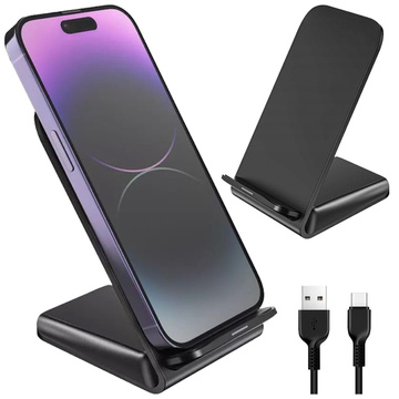 Indukčná nabíjačka Qi Wireless Charger 15W stojan na telefón Čierna