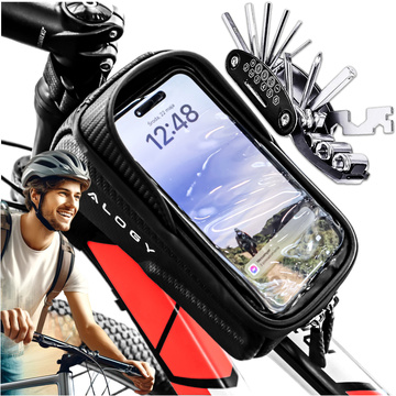 Bicycle bag case for phone 6.7 inches bag holder for bike frame 2l Black Tools Multitool keys 16in1 Alogy