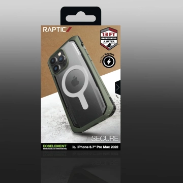 Raptic Secure Case pre iPhone 14 Pro Max s pancierovým krytom MagSafe zelenej farby