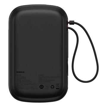 Powerbanka Baseus Qpow Pro 20000mAh 22,5W so vstavaným káblom USB-C a displejom - čierna