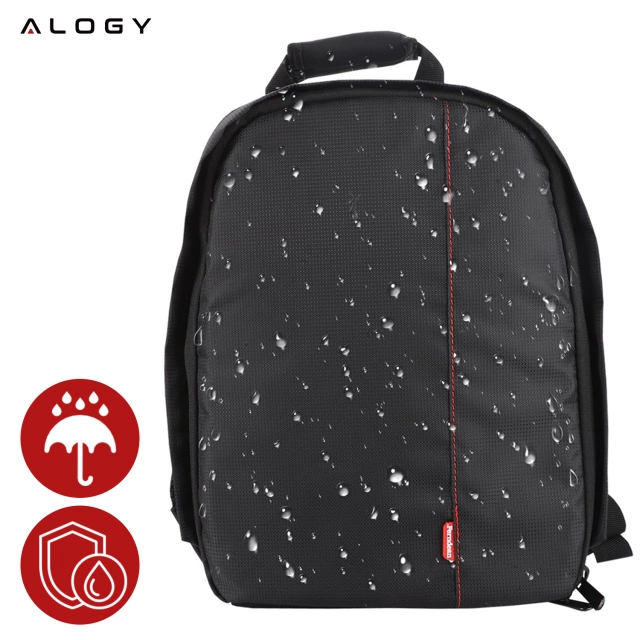 Waterproof backpack Alogy bag for camera photographic equipment and accessories capacious Black and red