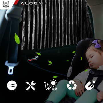 Magnetic Cover Curtain Roller Blind for Rear Side Car Windows Sun UV Protection Black [2pcs]