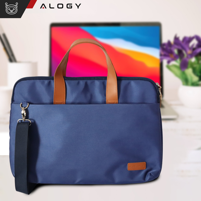 Men's and women's shoulder briefcase bag for laptop tablet 15.6 inch fabric travel cover Alogy Navy Blue