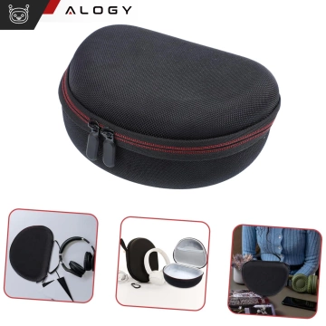 Ochranné puzdro pre slúchadlá JBL Tune 600/510/500/460/450 Alogy Hard Case, ochranný kryt so zipsom, čierne
