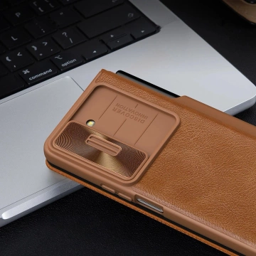 Шкіряний чохол Nillkin Qin Leather Pro Leather Case with Camera Protector для Samsung Galaxy Z Fold 5 - чорний
