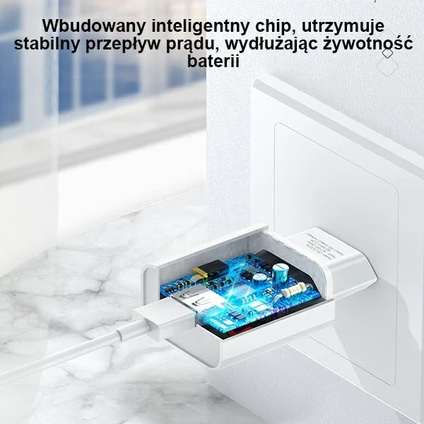 USAMS Настінний зарядний пристрій 1x USB T18 2.1A (тільки головка) білий/білий Fast Charging CC075TC01