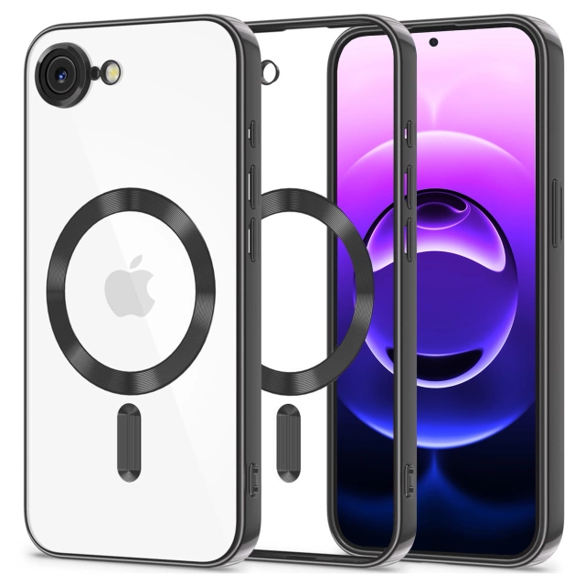 Apple iPhone 16e Alogy LuxeShield™️ Glamour Luxury Ring MagSafe Case with Camera Cover Black