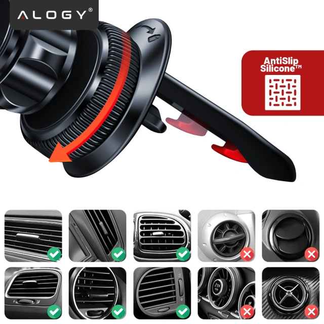 MagSafe car holder for iPhone 14 13 12 for the grille Alogy Airvent car holder Black