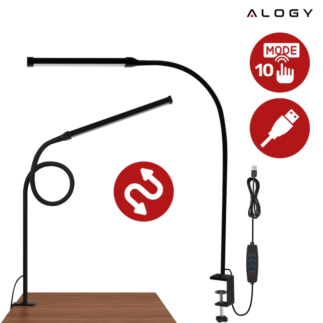 Alogy LED desk lamp with flexible arm for bed frame desk