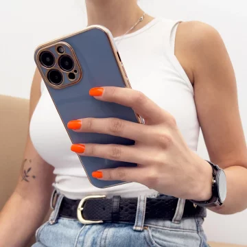 Гелевий чохол Lighting Color Case для iPhone 12 Pro із золотою рамкою фіолетового кольору