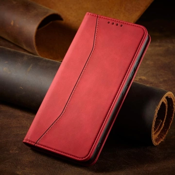 Magnet Fancy Case Cover pre Samsung Galaxy S22 (S22 Plus) puzdro Peňaženka držiak karty červený