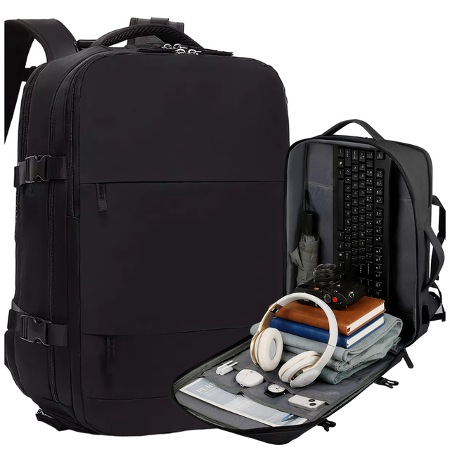 Batoh Alogy príslušenstvo k notebooku cestovné 46x32x15 cm do práce školské lietadlo cestovateľ pánske dámske Čierne