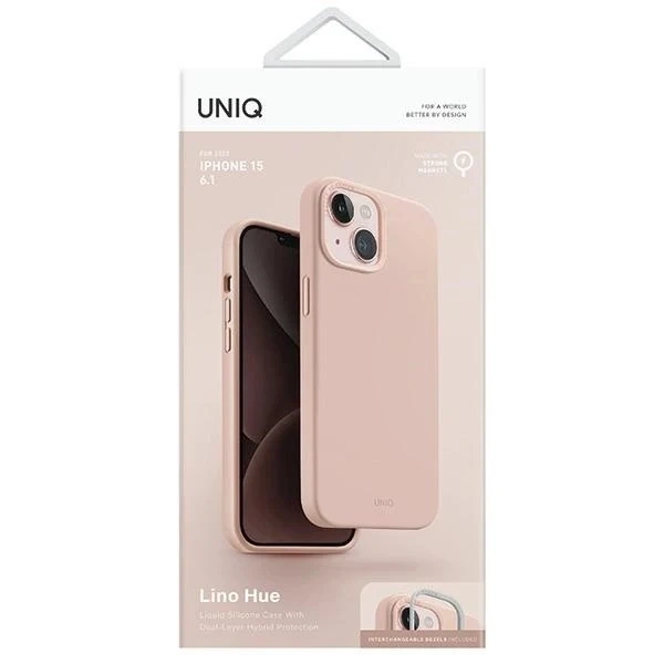 Etui do iPhone 15 UNIQ Lino Hue MagSafe Różowe
