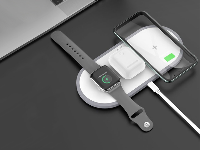Qi 3in1 induction charger HOCO CW24 3IN1 for iPhone/AirPods/Watch White
