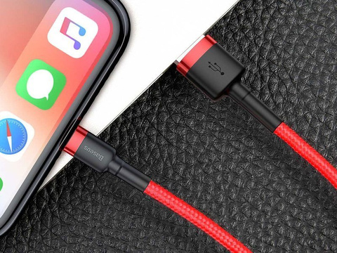 Kabel 2m Baseus Keviar USB Lightning do iPhone iPad iPod 1.5A Czerwony