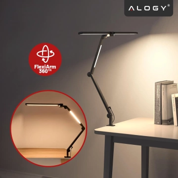 Lampa Biurkowa LED do Monitora ze Składaną Konstrukcją, z potrójnym oświetleniem, Regulowaną Jasnością, z Mocowaniem do Blatu, Ochrona Oczu, Alogy SmartDesk™ – Czarna
