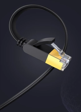 Plochý kábel UGREEN Ethernet patch kábel RJ45 Cat 7 STP LAN 10 Gbps 10 m čierny (NW106 11265)