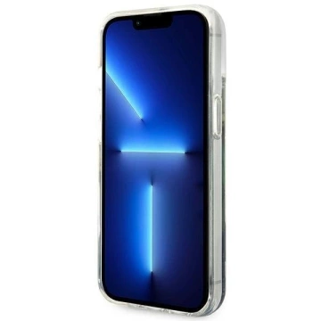 Etui Guess GUHCP14SLFLSB do Apple iPhone 14 6,1" niebieski/modré pevné puzdro Flower Liquid Glitter