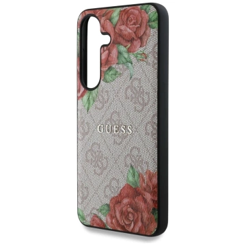 Etui Guess 4G Flowers Print MagSafe do Samsung Galaxy S25 Różowy