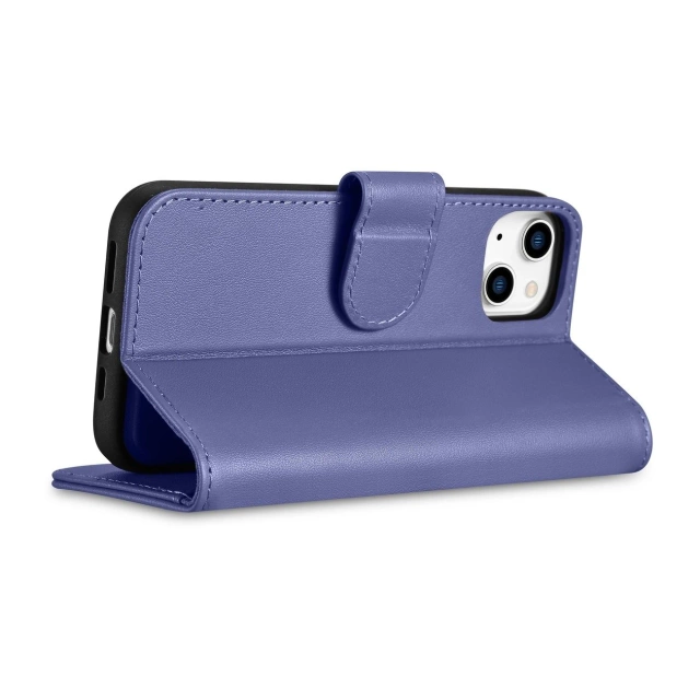 Kožené flipové puzdro iCarer Wallet Case 2v1 iPhone 14 Plus Anti-RFID Svetlo fialové (WMI14220727-LP)