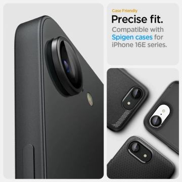Kameraschutz für iPhone 16e Spigen Optik Pro Glas.TR "EZ Fit" Kameraschutz 2er-Pack Schwarz