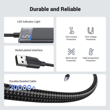 HUB Ugreen CM653 4x USB-A 3.0 5Gb/s Power LED Black