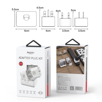 Travel Adapter Universal 750W Socket Plug Kit Adapter Plug Kit CN US EU UK White
