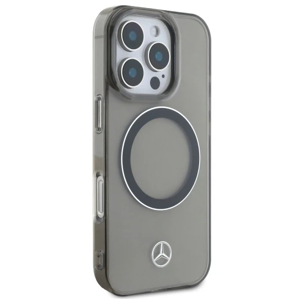 Mercedes Case for iPhone 16 Pro Max 6.9" Black Hardcase Silver Ring MagSafe