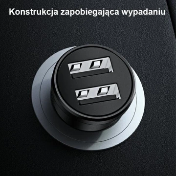 USAMS Nabíjačka do auta 2xUSB 2,4A Mini čierna/čierna CC114TC01 (US-CC114)