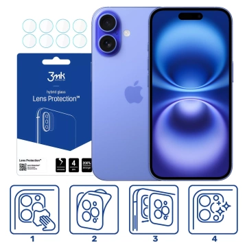 Гібридне скло камери для Apple iPhone 16 Lens Protector 3mk Lens Protection Set 4 шт.