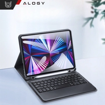 Ochranné puzdro na klávesnicu Alogy Keyboard case s priestorom pre stylus bezdrôtová klávesnica pre Apple iPad Air 13" čierne sklo