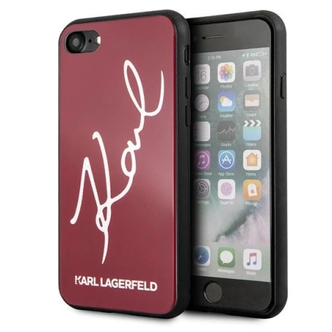 Ochranné pouzdro na telefon Karl Lagerfeld KLHCI8DLKSRE pro Apple iPhone 7/8/ SE 2020/2022 červené/červené pevné pouzdro Signature Glitter