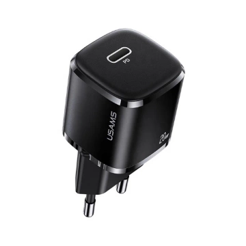 USAMS Nástěnná nabíječka 1x USB-C T36 mini 20W (pouze hlava) PD3.0 Fast Charging černá/černá CC124TC01 (US-CC124)