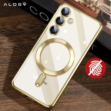 Puzdro MagSafe pre Apple iPhone 16 Pro Max Alogy Glamour puzdro na luxusný prsteň zlato-priehľadné