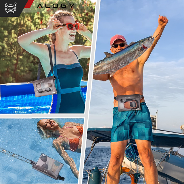 2x Waterproof case waist bag pouch phone case water resistant 21.5x23.5cm Alogy Waterproof Black