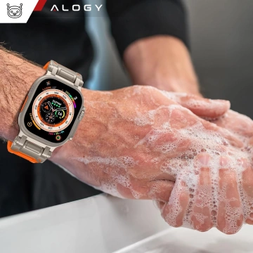 Pásek bransoleta Alogy Luxury Metal TPU Remienok pre Apple Watch 42/44/45/49 mm oranžový