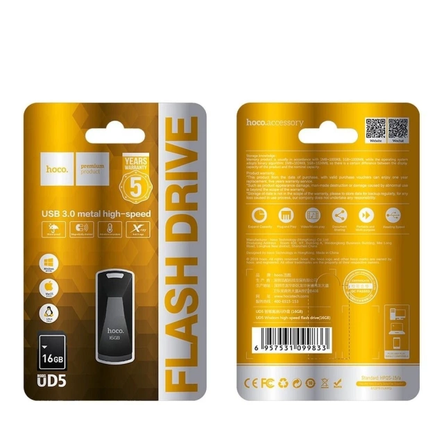 HOCO Pendrive UD5 16 GB USB 3.0 Langlebig, kompakt, schnelle Übertragung