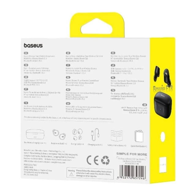 Baseus Bowie E18 Wireless TWS ENC IPX4 Earphones - Black