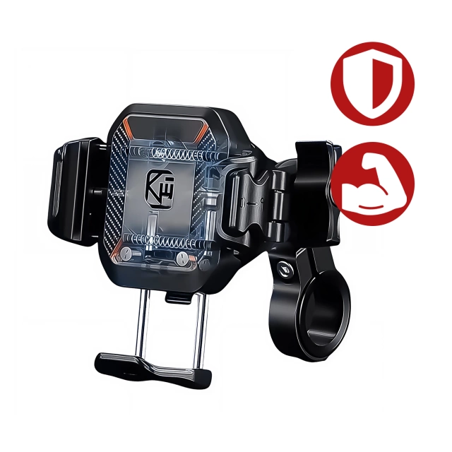 KEWIG M33-C1 Motorcycle Bike Handlebar Phone Holder with Anti-Shock System for Motorbike, Quad, Scooter, Black