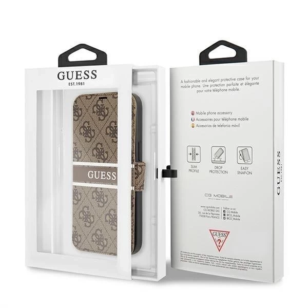 Guess GUBKP13S4GDBR iPhone 13 mini 5.4" brown/brown book 4G Stripe