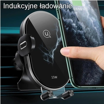 USAMS US-CD132 15W Automatický indukční držák telefonu do auta do ventilačních otvorů. CD132ZJ01 černá/černá